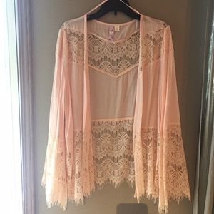 Light pink/blush lace kimono/blouse